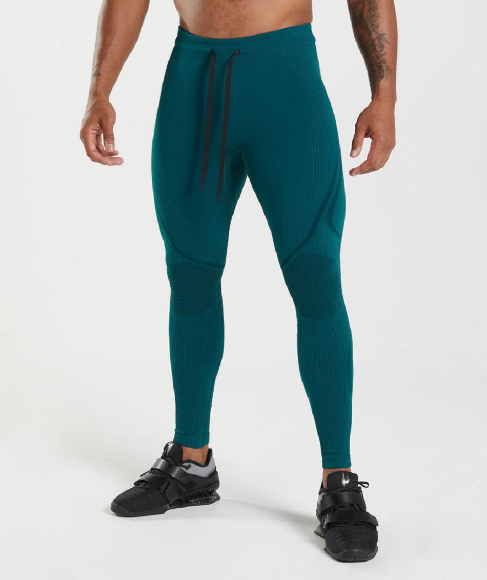 Rajstopy Męskie Gymshark 315 Seamless Turkusowe Czarne | PL 4132AHK